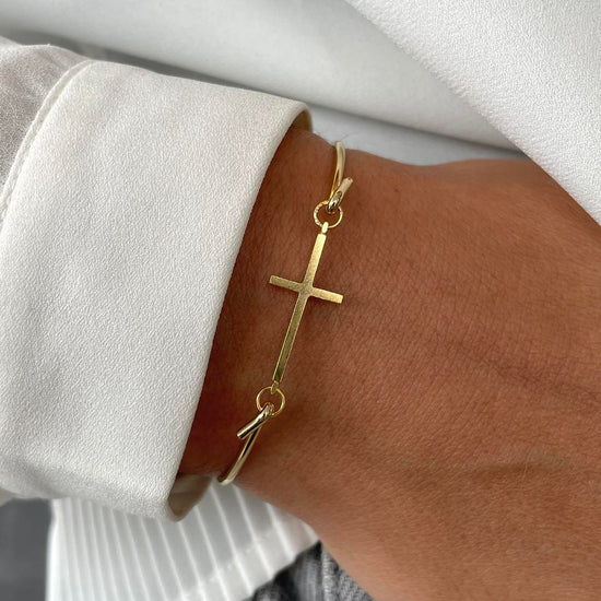 Cross top forgyldt - Multi size Bangle - Heiring