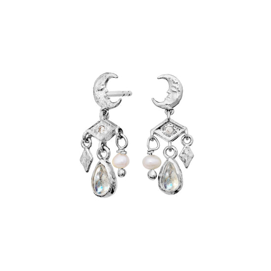 Colline øreringe sølv Maanesten