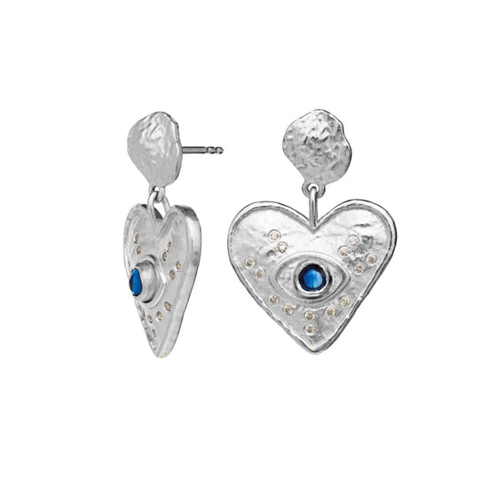 Constantine sølv øreringe m. blå kyanit Maanesten