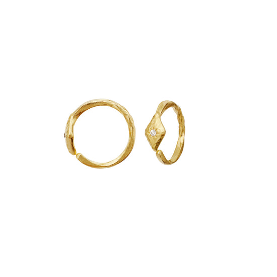 Forte øreringe forgyldt Maanesten