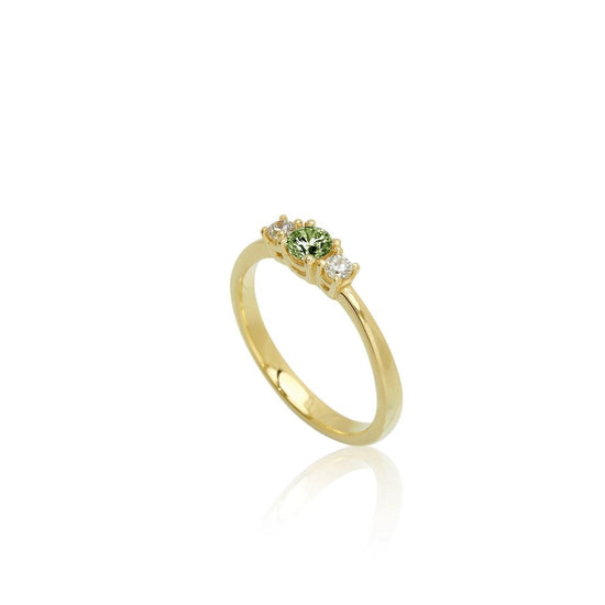 14K Grace ring LG m. grøn 0,25ct + 2x0,05ct F-G/SI RG