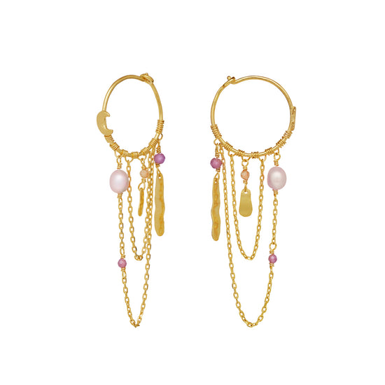 Indie øreringe forgyldt Maanesten