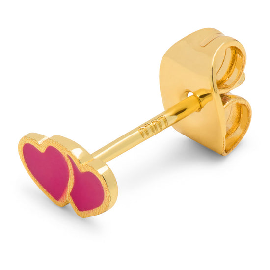 2Hearts earring 1 pcs forgyldt plum LULU