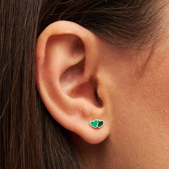 2Hearts earring 1 stk. forgyldt green LULU