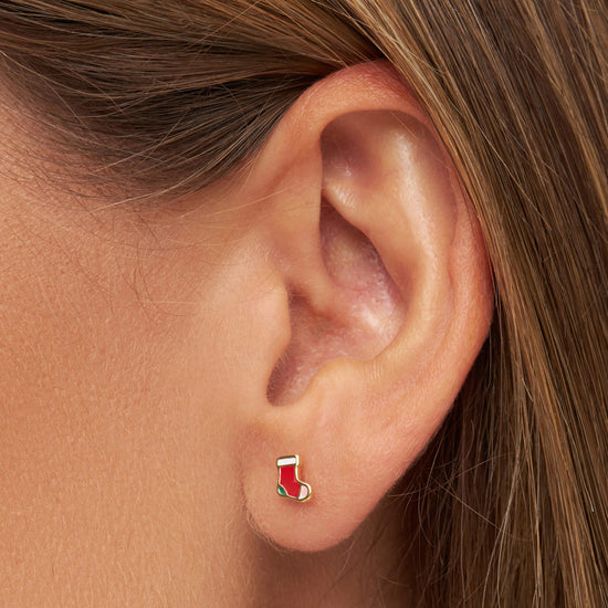 Christmas Sock earring 1 pcs Gold Plated LULU Copenhagen