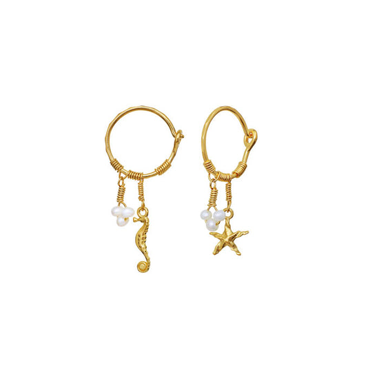 Momi øreringe forgyldt Maanesten