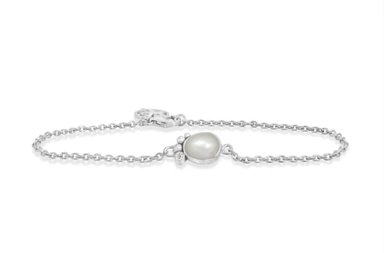 Sølv armbånd - hvid perle, zirconia Rabinovich