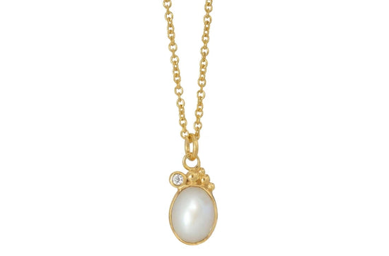 fg collier - hvid perle, zirconia Rabinovich