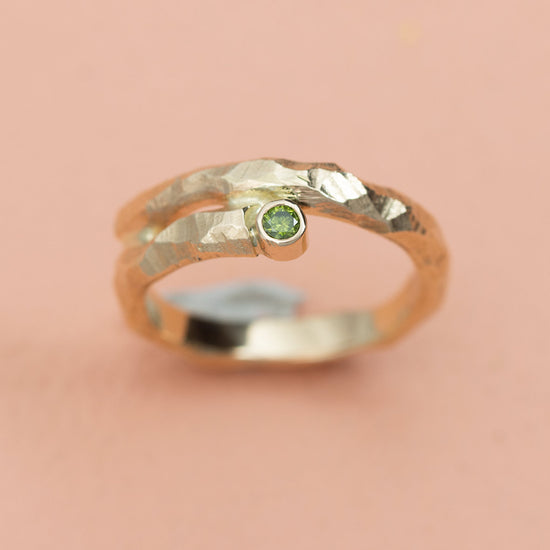 14k Ring rødguld 0,05ct grøn diamant - Divine by norup