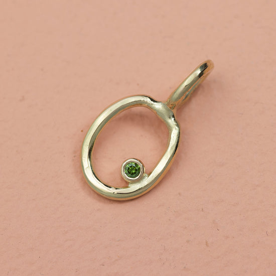 14k Oval vedhæng rødguld 0,03ct grøn diamant - Divine by norup