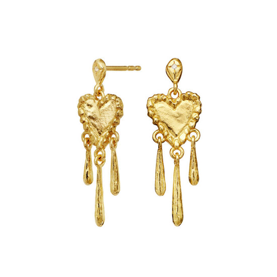 Trista forgyldt øreringe Maanesten