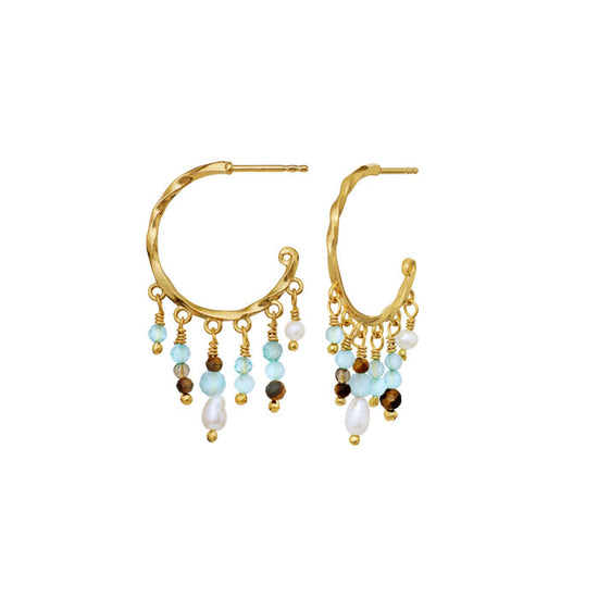 Tula øreringe forgyldt Maanesten