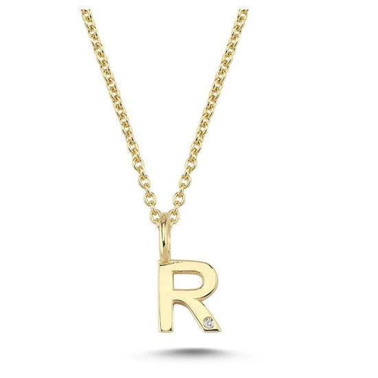 14kt. bogstav vedhæng pavè 1x0,005ct W-SI 6,5 mm Nuran