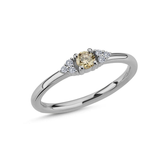 14kt. Champagne ring HVG 0,15ct.  + 0,06ct. W-si