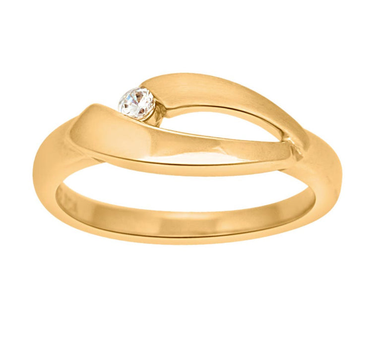 SIERSBØL - 8kt. guld ring med cz mat/blank - st. 55