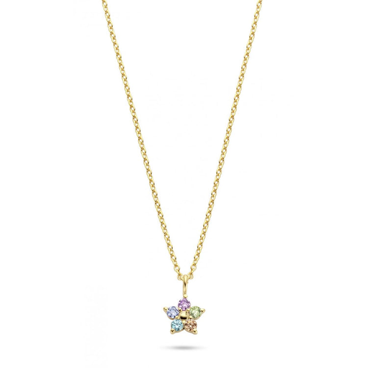 Spirit Icons - Noble halskæde CZ Forgyldt farvede sten