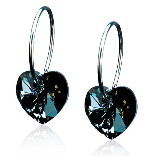 Blomdahl - Heart 10mm Black diamont Øreringe