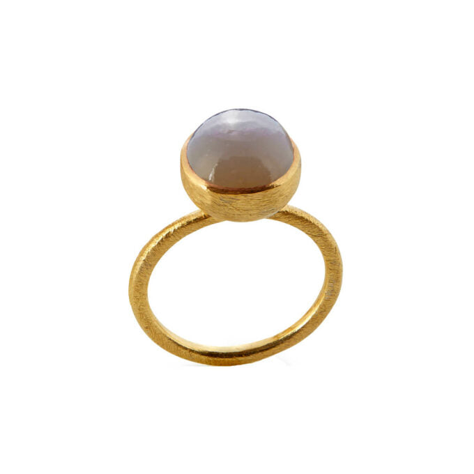Susanne Friis Bjørner - Ring 10mm Grå agat st. 50 Forgyldt