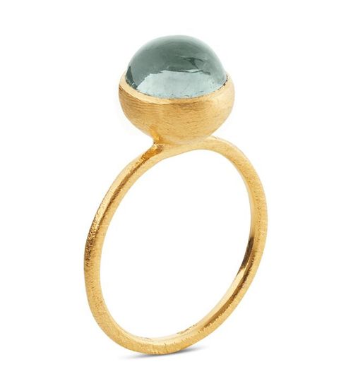 Susanne Friis Bjørner - Ring m.8mm.Cab.Grøn kvarts/Sølv Fg.- SFB