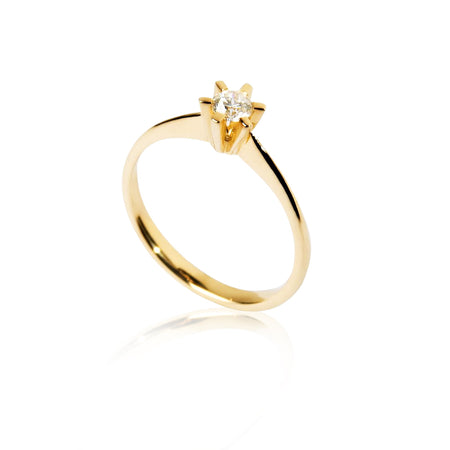 14K Brillanz diamantring 0,10 ct. Rødguld