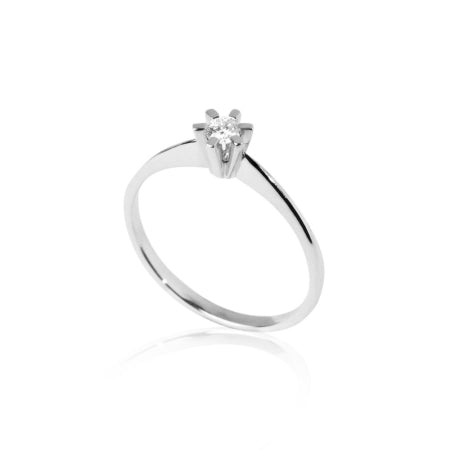 14K Brillanz diamantring 0,10 ct. hvidguld st. 54