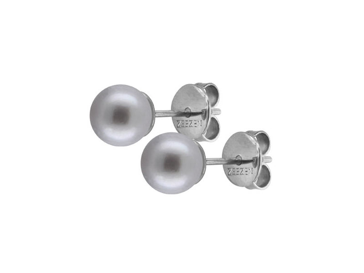 Zeezen - Titan Ørestik 8-8,5mm Rund Ferskvandsperle Grå