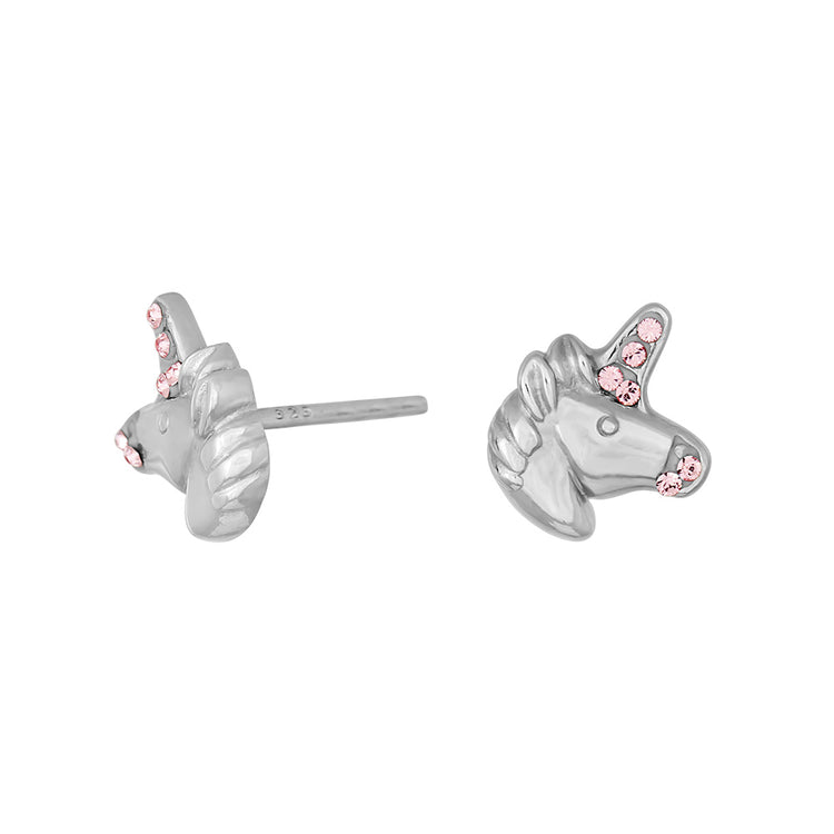 Nordahl - Enhjørning Rh. Pink sølv ørestikker m. emalje