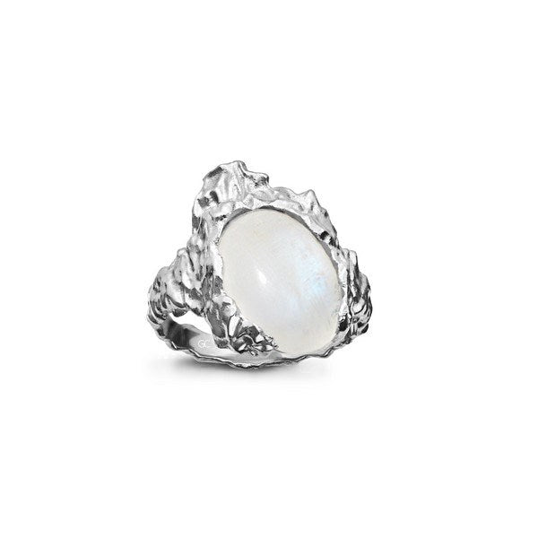 Maanesten - Gudinde ring Månesten sølv st. 53