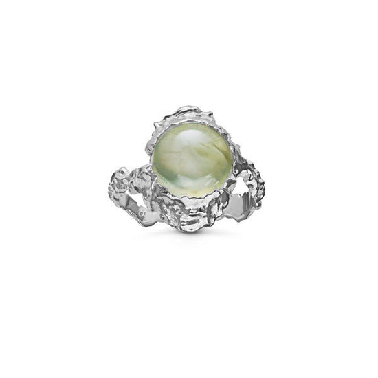 Maanesten - Gudinde ring Phrenit sølv st. 53