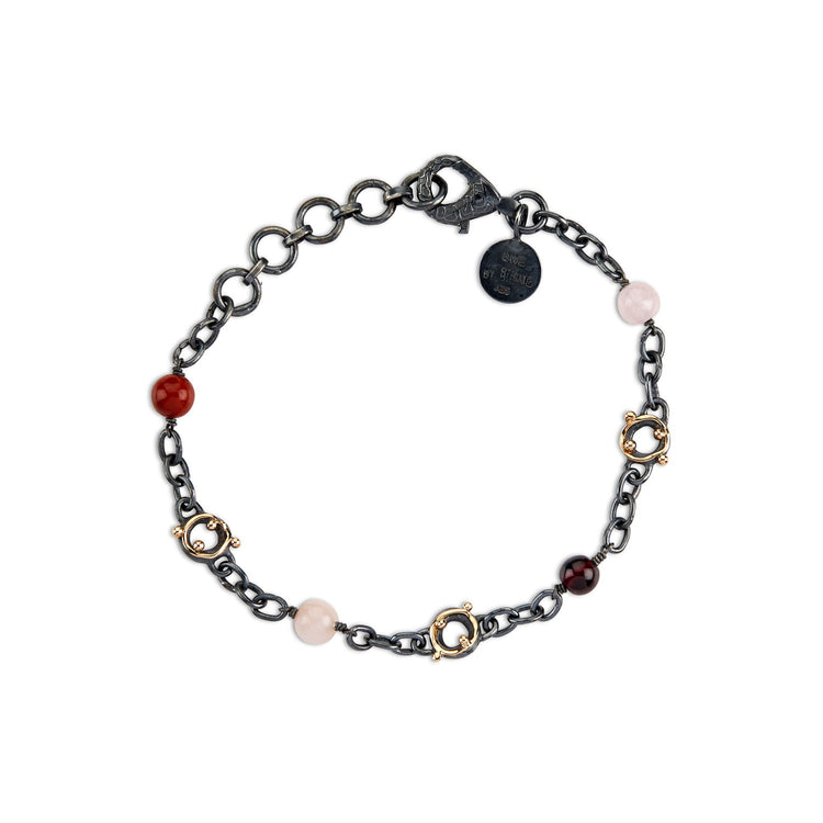 By Birdie - Chain Zeus Stones Red Mix Armbånd