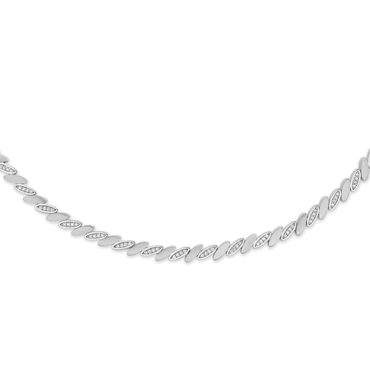 Randers Sølv - Collier mat led/blank led m.zirkoner 45cm.