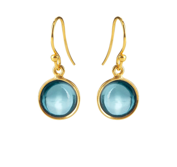 Susanne Friis Bjørner - Ørehænger forgyldt 10mm London Blue