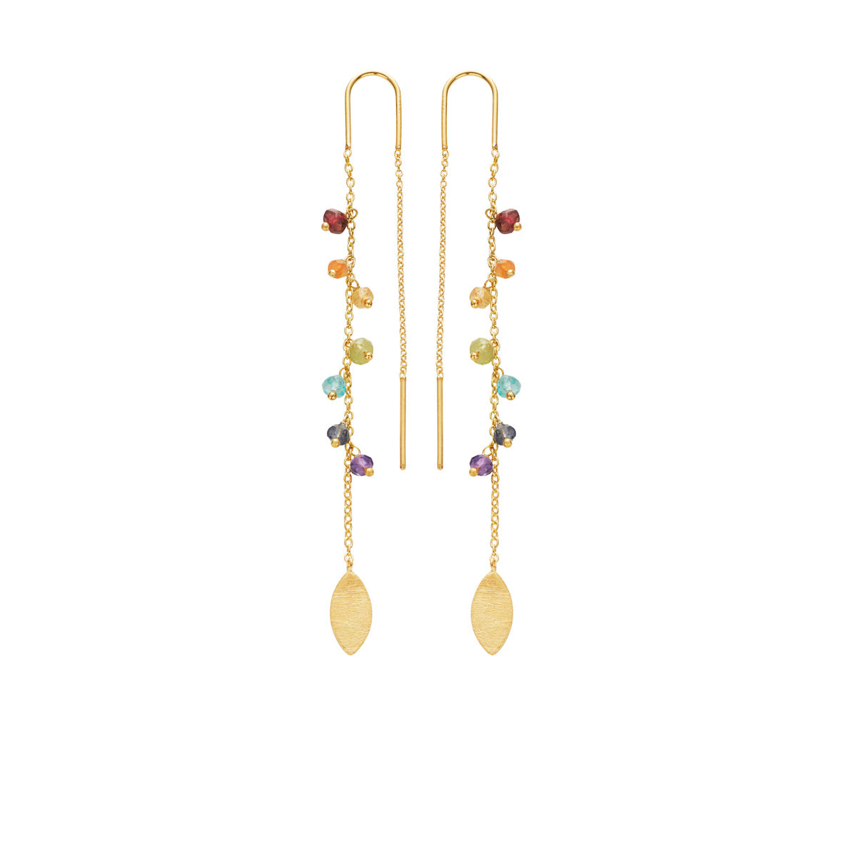 Susanne Friis Bjørner - Forgyldt Øreringe regnbuefarver på kæde