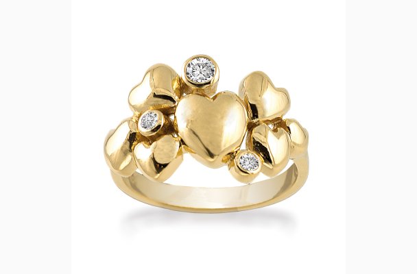 Rabinovich - Hjerte ring zirkonia st 58 Forgyldt