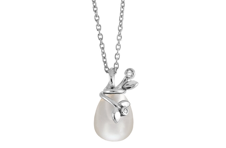 Rabinovich - ox Collier sølv hvid perle, zirkonia