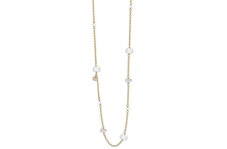 Rabinovich - Minetta collier forgyldt hvid perle rainbow månesten krystal cz