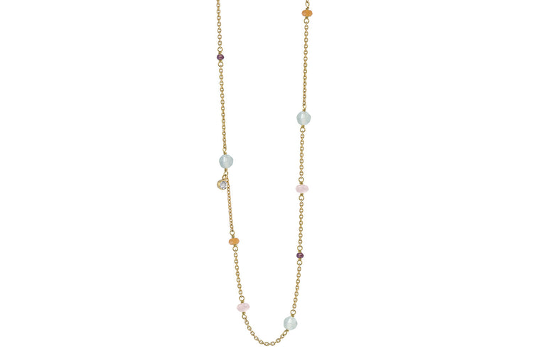 Rabinovich - Minetta Collier forgyldt Calcedon, Rosenkvarts, Karneol, Granat, Zirkonia