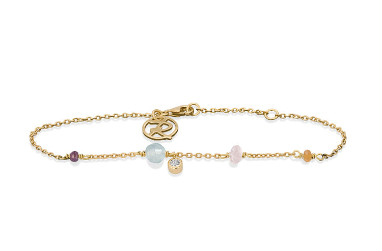 Rabinovich - Minetta armbånd forgyldt rosenkvarts, calcedon, carneol, Zirkonia