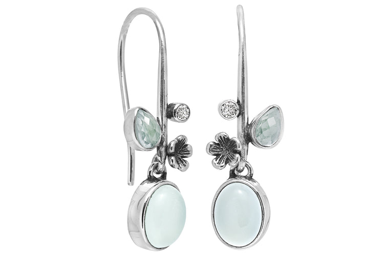 Rabinovich - Forest Lake Ørehænger sølv Hydro Aquamarin Calcedon Hv. topas