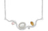 Rabinovich - Happy Bow collier sølv fvp perle, citrin rosenkvarts cz