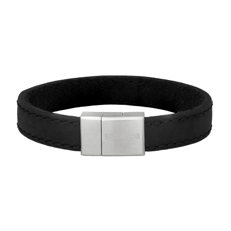 Armbånd Sort Kalvelæder 21 cm 12mm - SON of Noa