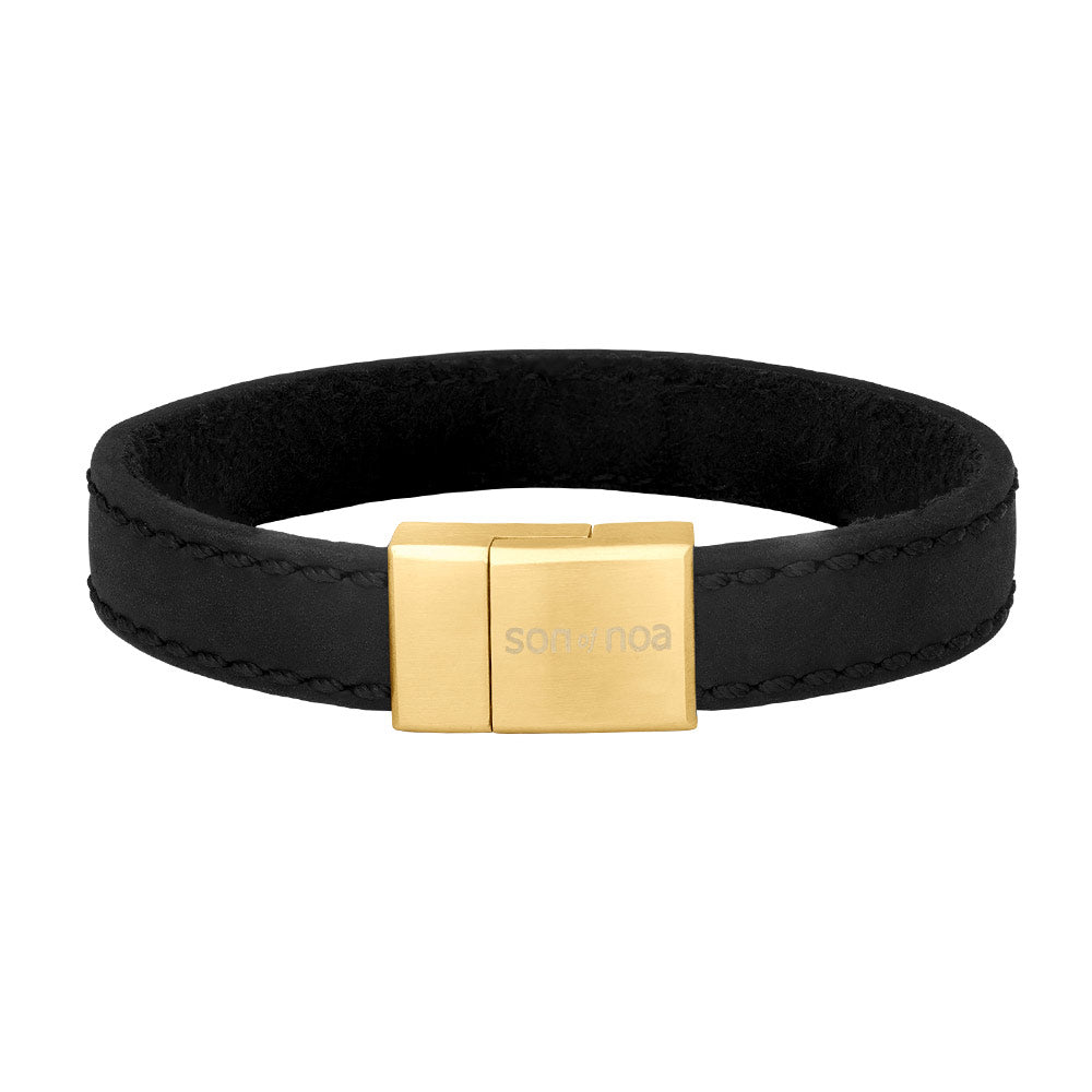 Armbånd Sort Kalvelæder 19 cm 12mm - SON of Noa