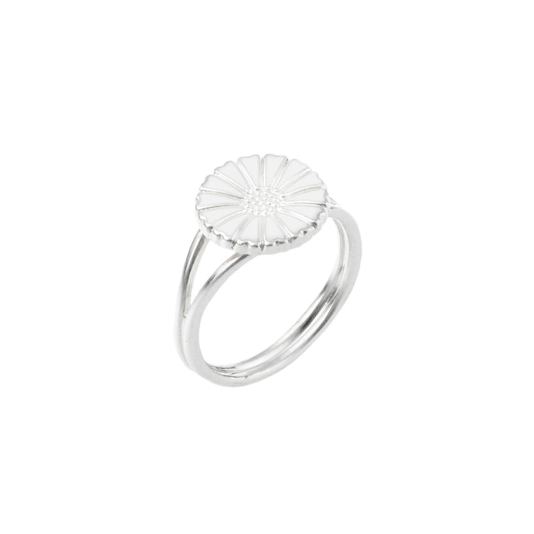 Marguerit ring 11mm. St.54 Sølv med hvid emalje