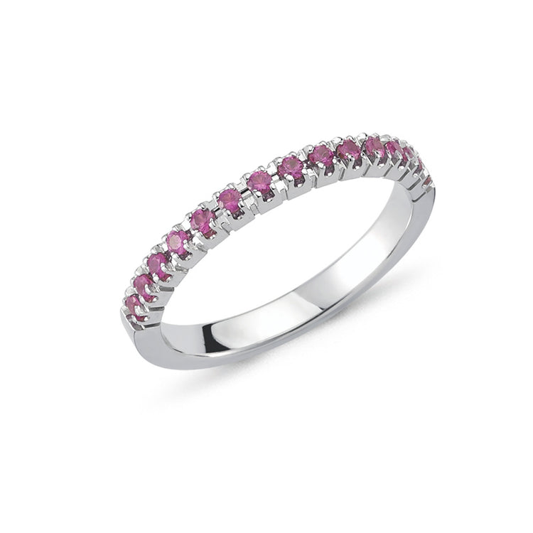 Nuran - 14K Pera Alliance Ring m. Pink Safir sten Hvidguld str. 54