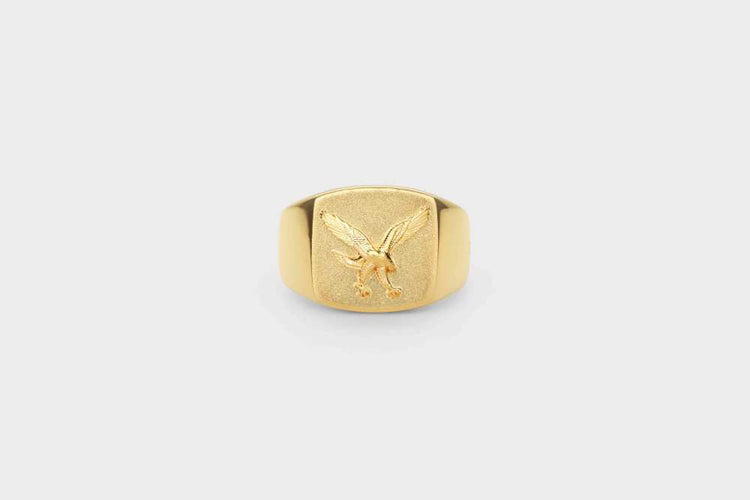 IX - Eagle Signet Ring st. 60 Forgyldt