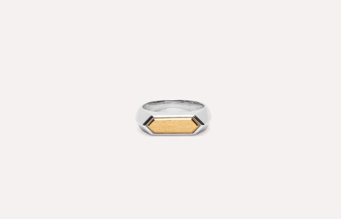 IX - Mini Hexagon Ring st. 60 Rh. Sølv