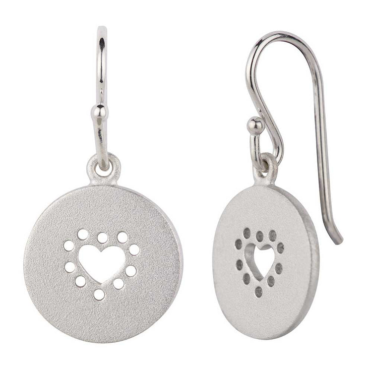 Lene Visholm - Hjerte Ørehænger Hvid-Rhodineret