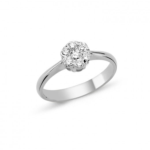 Nuran - Flora Diamant Ring 14 Karat Hvidguld