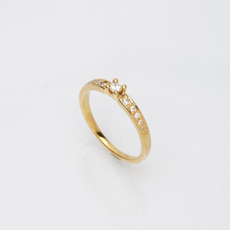 Luxuz diamantring 0,05 ct.+ 0,10ct. 14 karat guld