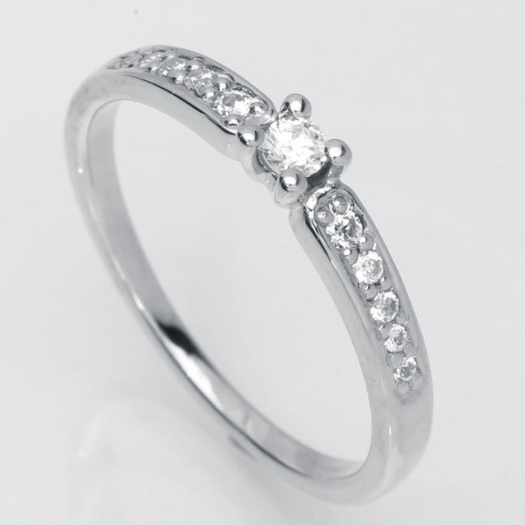 Luxuz diamantring 0,05 ct.+ 0,10ct. 14 karat hvidguld